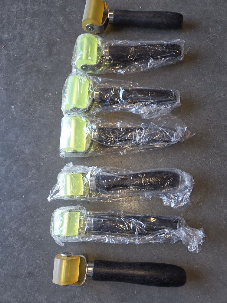 Rollers for vinyl or yeah.Noise reduction mats and heat deduction mats with the sticky back