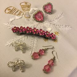 Fashion accessories Crystal earrings and decorated Hair barrette - Hair ornaments 🛍🌸🌿