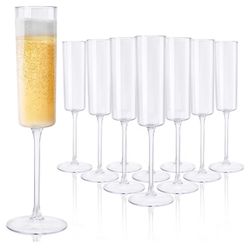 36 Pack Plastic Champagne Flutes - 6 Oz Disposable Champagne Glasses - Square Clear Plastic Toasting Glasses for Party Birthday Anniversary Wedding