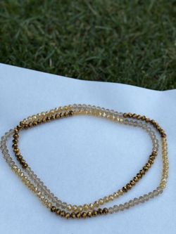 Natural Bead Strands Of Gold And Amber Crystal Bicone