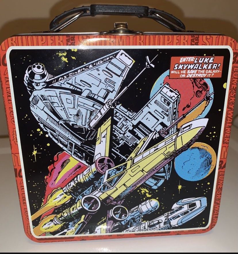 STAR WARS Luke Skywalker Comic Strip Lunch Box /Metal Movie Tin Box - (5.5" x 5.5" ) NEW ITEM -PRICE FIRM