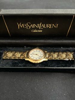 YesSaintLaurent Gold plated collectors watch for sale.