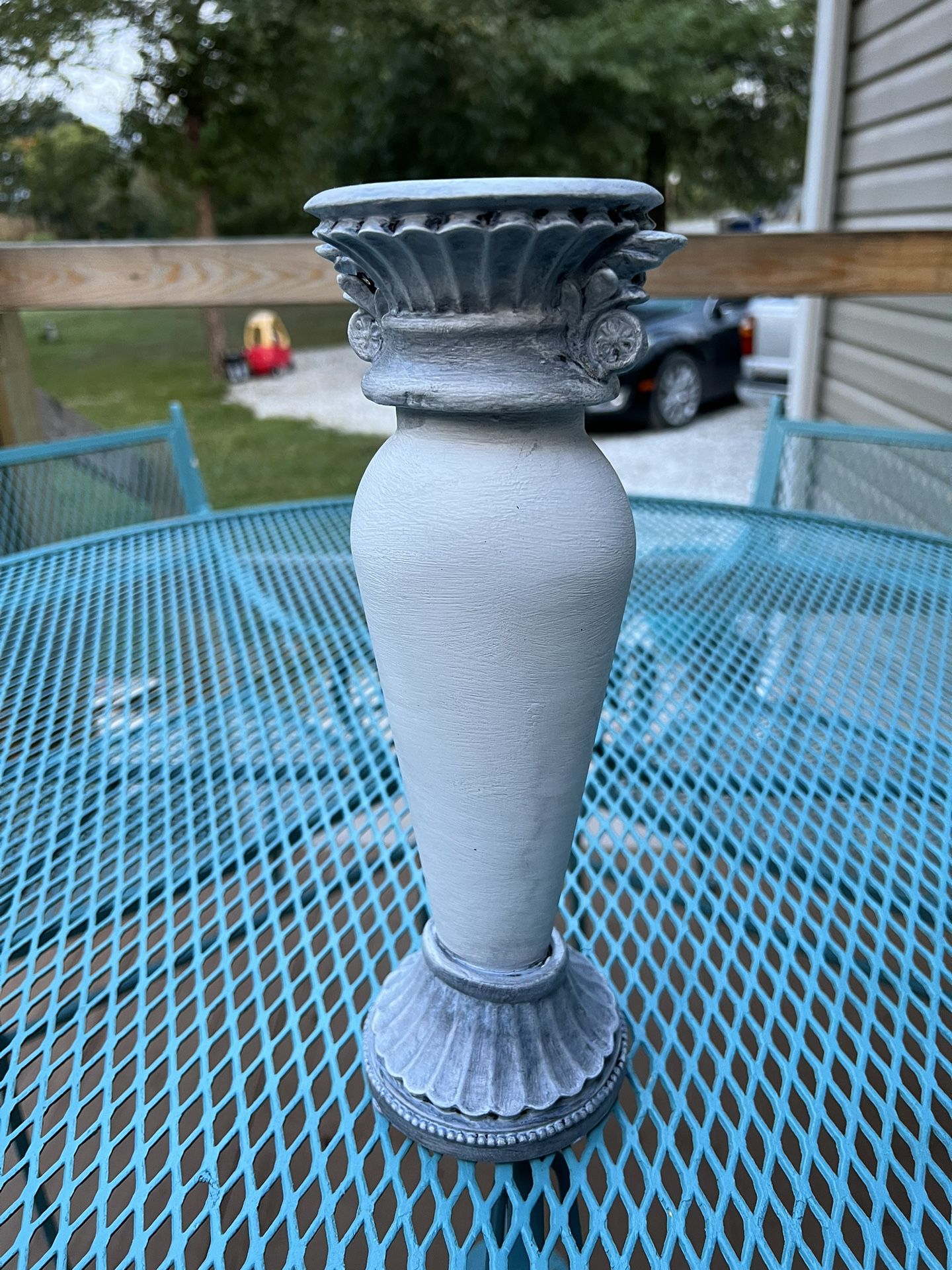 Beautiful Gray Pillar Candle Holder 