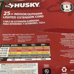 Husky 25 Ft Lighted Extention Cord 12 Gauge Lot Of 3 