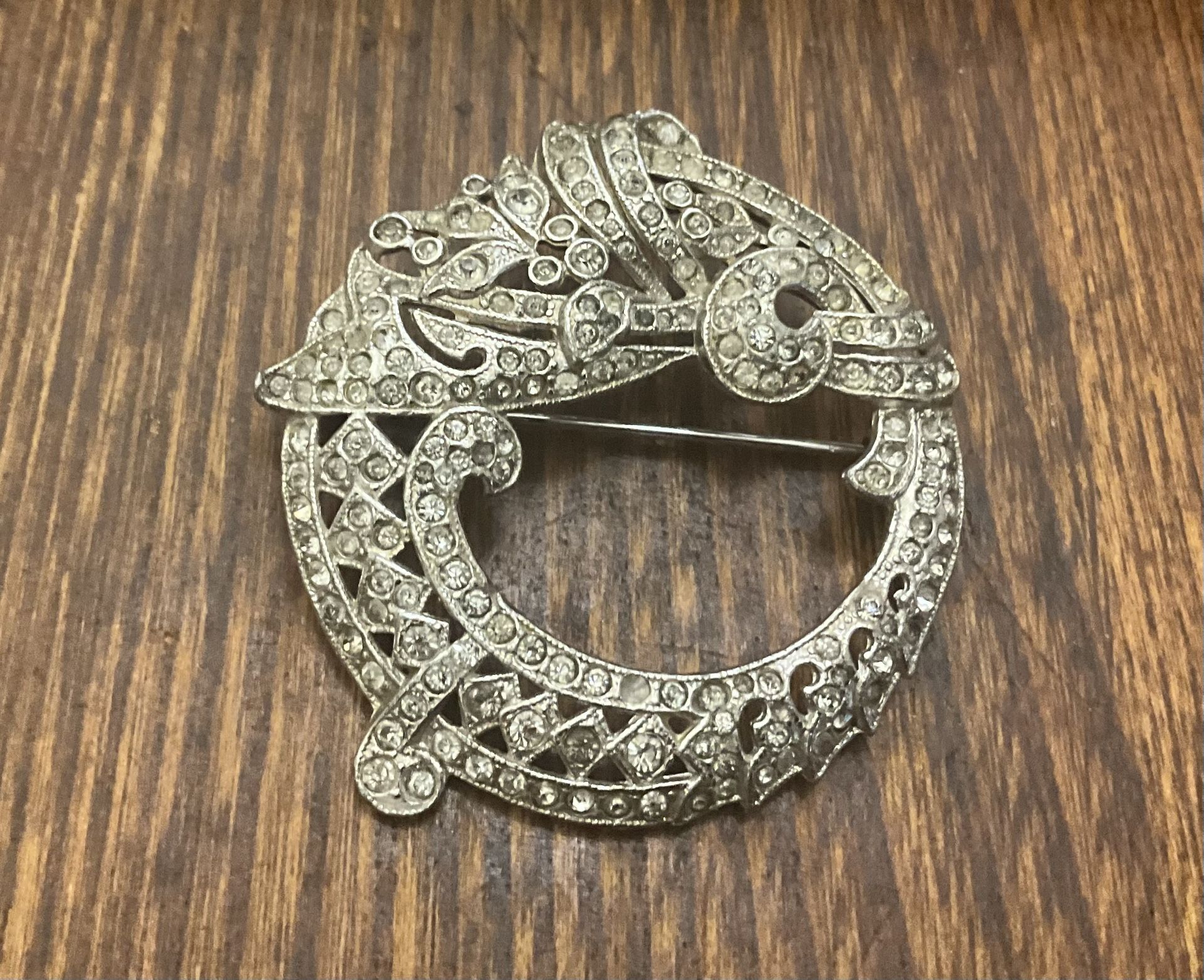 Art Deco Rhinestone Brooch 1920s