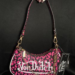 Von Dutch Hot Pink Cheetah Shoulder Bag