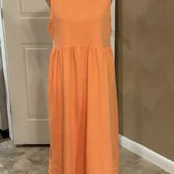 J Crew Women’s Size XL Orange Full Length Dress W/Pockets