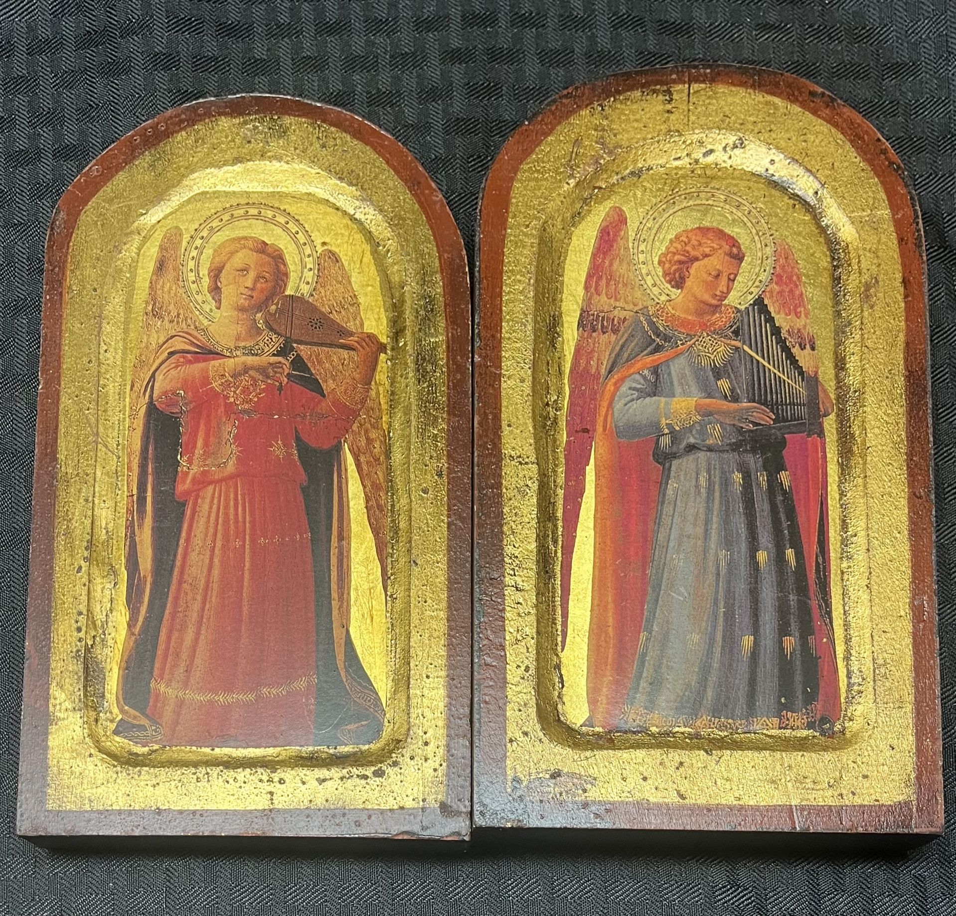 Pair of Beautiful Pier 1 Musical Angel Wood Plaques