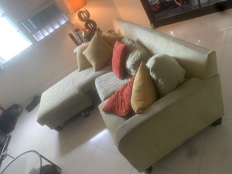 Sofa with pillows used