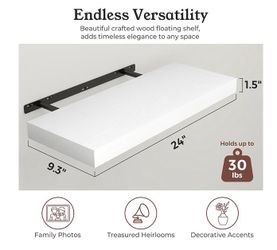 Ornawit White Wood Floating Wall Shelf 24 Inch