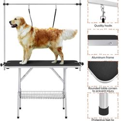 (Used) 46" Grooming Table for Large Dogs - Adjustable Height, Portable Table w/Arm/Noose/Mesh 265Lb