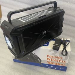 301 Portable Bluetooth Speaker with Solar Charge,Wireless Speaker Audio with Outdoor Emergency Flashlight
