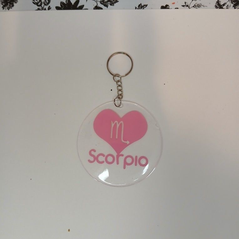Pink heart handmade zodiac keychain 3 in