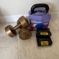 KETTLEBELL 8 LBS,  WEIGHTS 5 LBS,  ANKLE WEIGHTS 2.5 LBS