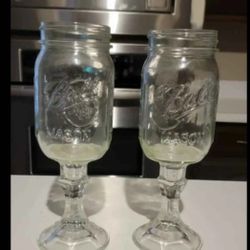 2 Mason Jar Glasses