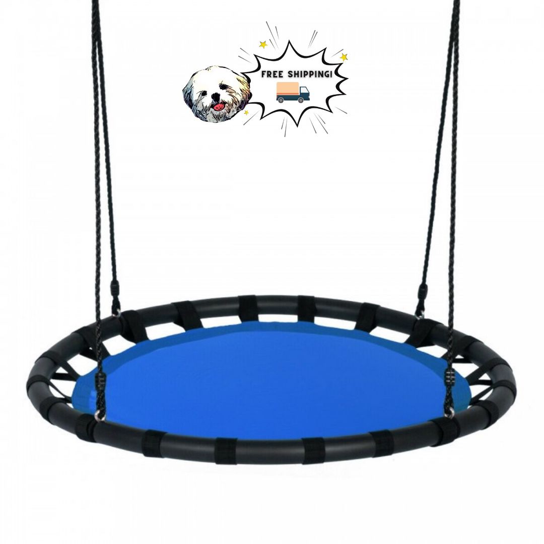 Blue Flying Saucer Round Swing Kids Play Set