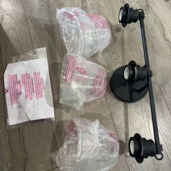 Modern 3-Light Vanity Light Fixture, Black Bathroom Wall Light with Glass Shades