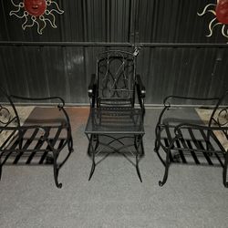 3 Aluminum Patio Chairs w/ Middle Small Metal Table