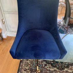 Velvet Modern Upholstered Home Office Swivel Chair, Navy
