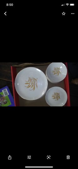 Vintage 22k golden wheat dish set