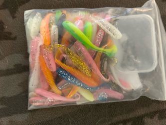 Bag full of bass worms with weight jig