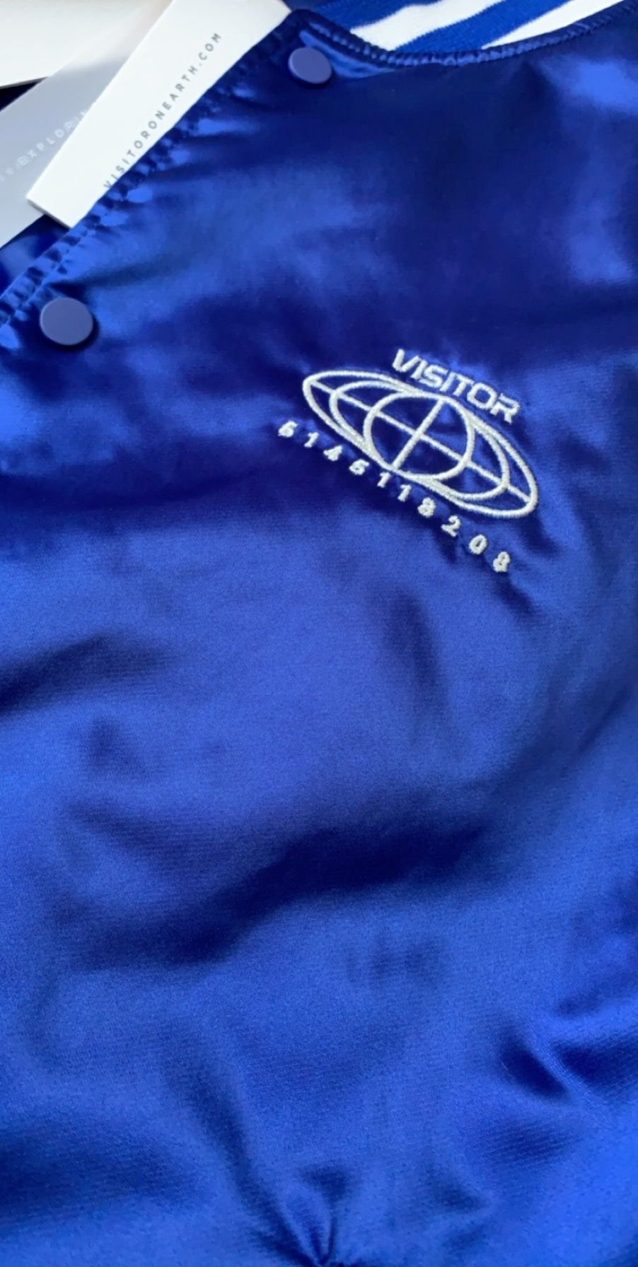 Visitor On Earth Blue Varsity Bomber (double-sided)