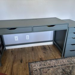 Desk With Matching Cabinet, Green