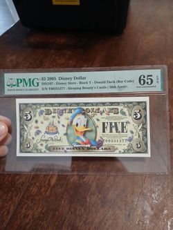 2005 $5 Disney Dollar PMG 65 EPQ Donald Duck
