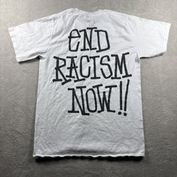 Y2K Stussy End Racism Now Men’s Small White Grunge Skate T Shirt #4A