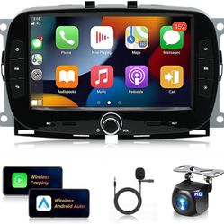 Car Radio for Fiat -2019 with Wireless Carplay Android Auto,7 Inch Touch Screen Car Audio Receiver with GPS Navigation/Bluetooth/Mirror Link/W