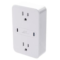 Workstream by Monoprice 2-Outlet Wall Tap Power Strip with USB-C PD 50W + 20W Power Delivery