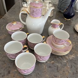  Moritz zdekauer czechoslovakia porcelain teapot and Six Piece Serving Set 