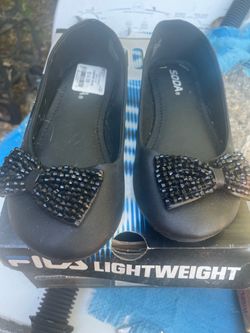 Soda Black Ballet Flats with Beaded Bow