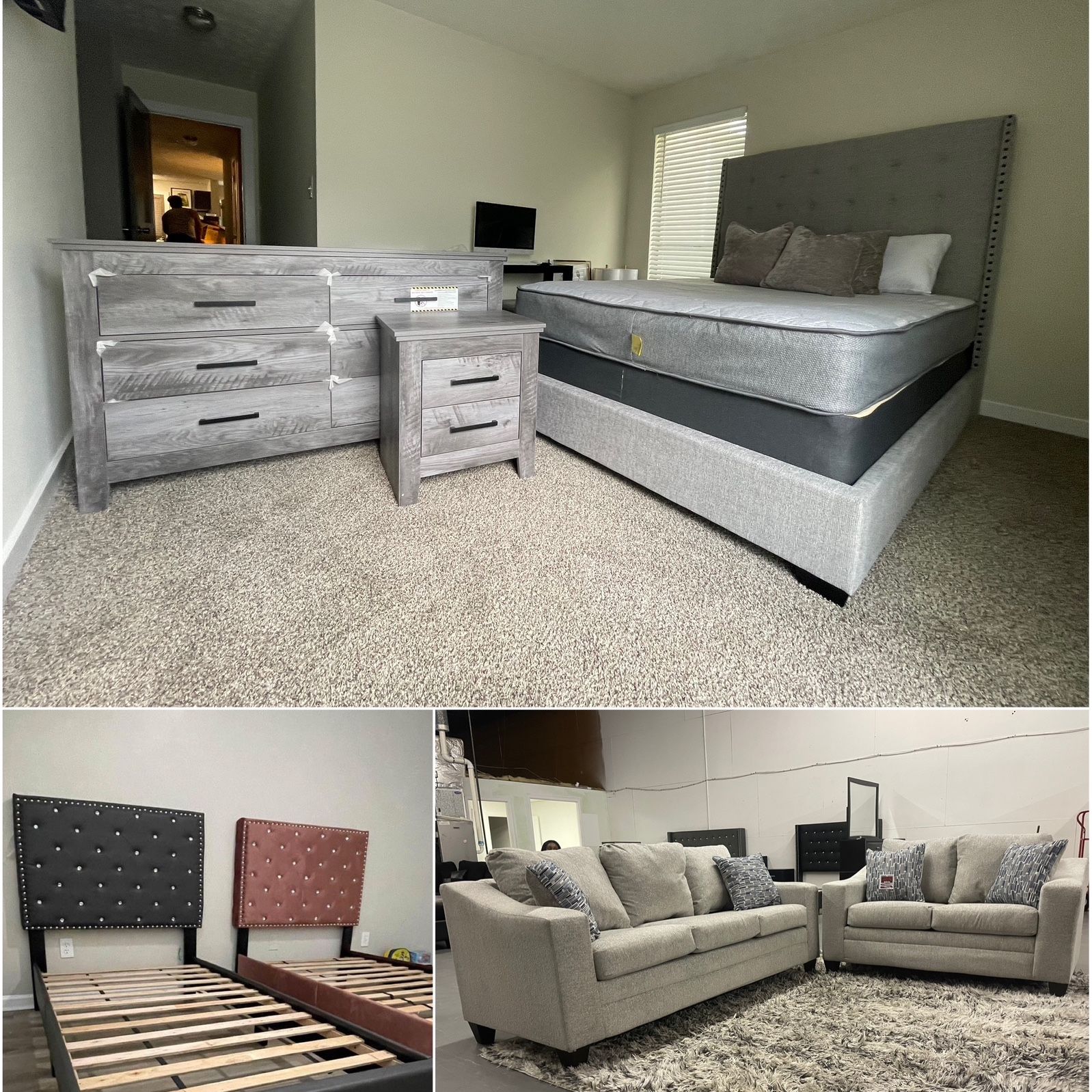 PACKAGE DEAL: QUEEN SIZE BEDROOM SET/2 TWIN BEDS/ SOFA & LOVE SEAT $1575!!  