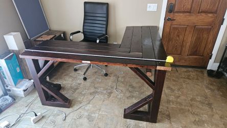 Heavy-Duty Handmade L-Shaped Desk / Workstation — Solid Lumber — 63" x 58"
