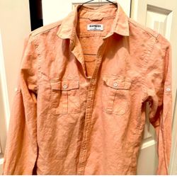 Men’s Express Linen/Cotton Blend Long Sleeve Button Down Shirt Size Medium