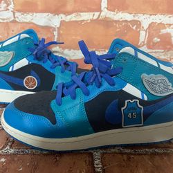 Nike Air Jordan 1 Mid GS Black Aqua Blue