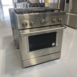 KitchenAid Stainless Steel 30” Smart Commercial-Style Dual Fuel Range With 4 Burners