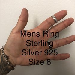 Mens Wedding Band Ring Size 8 sterling silver 925