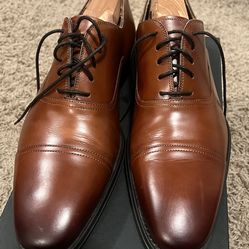 Magnanni Brown Leather Oxford Cap Toe Almond Toe Men's Dress Shoes US 9.5