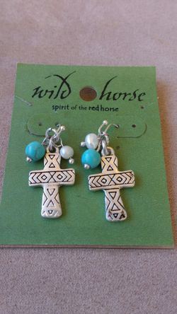 Silver cross earrings