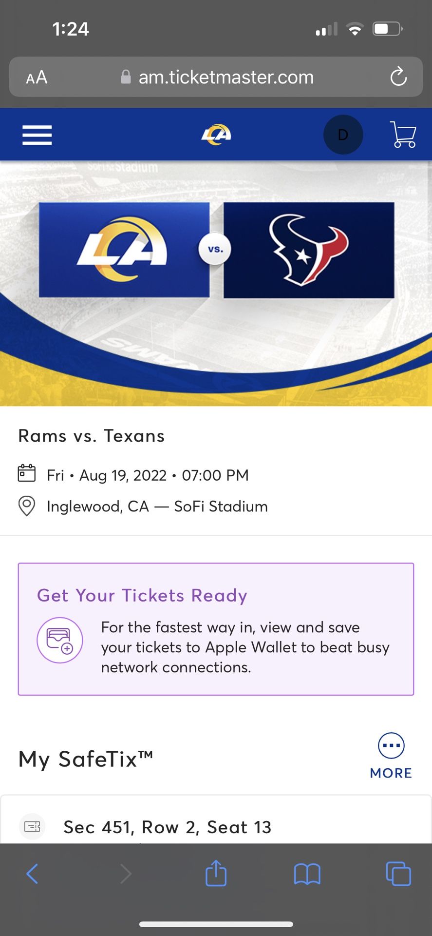 Rams VS Texans Game
