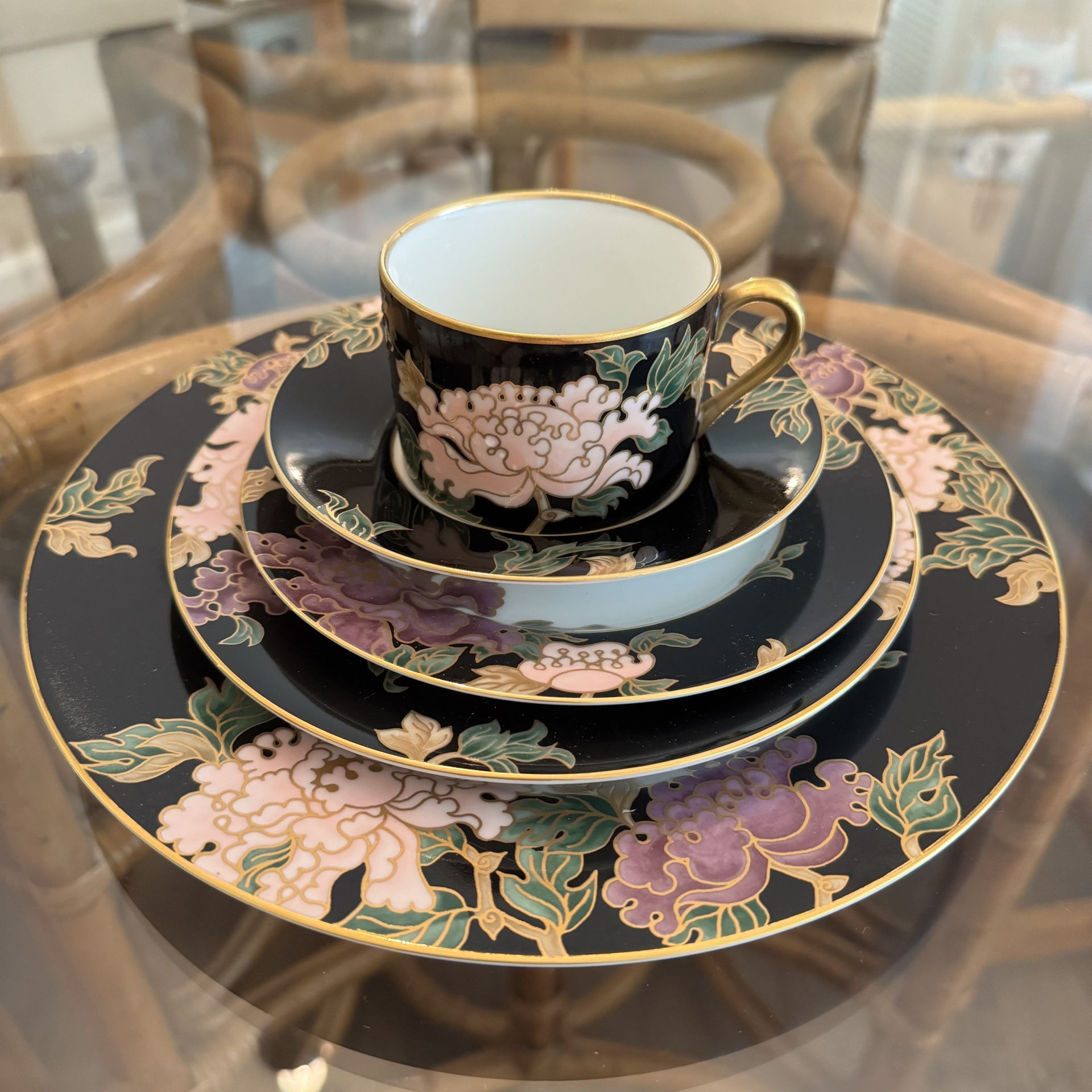 Fitz And Floyd “Cloisonné Peony” 5 Piece Set - 12 Sets