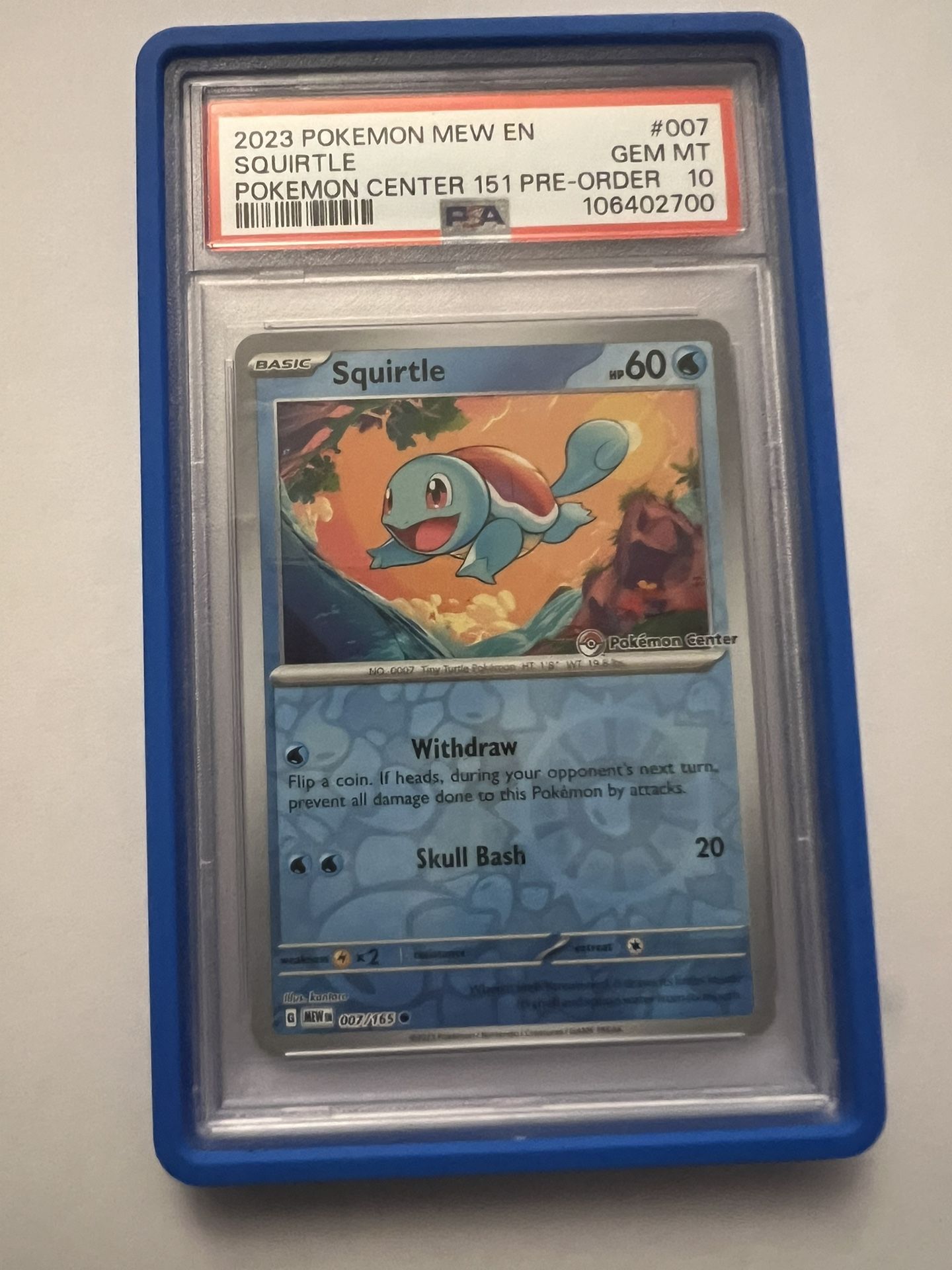 Squirtle Pokemon Center 151 Psa10 Pokemon Card Slab