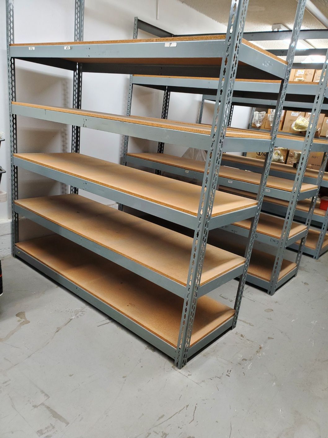 Open Metal Shelving With Plywood Shelving