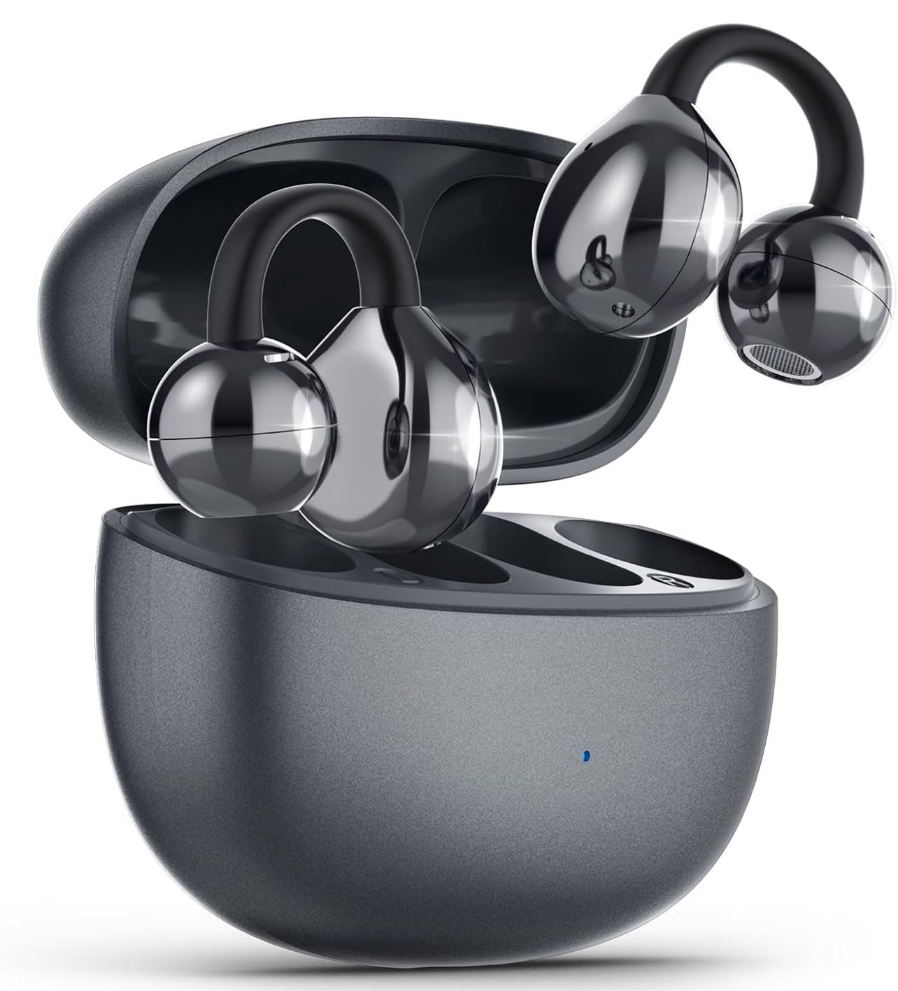 Open Ear Earbuds, Air Conduction Headphones Wireless Earbuds Bluetooth 5.4, Clip on Headphones with Mic 42H Playtime, Over Ear Earbuds Comfortable for