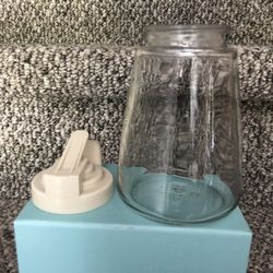 Vintage Glass Syrup Dispenser With Tan Plastic Top 