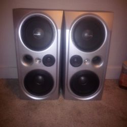 2pc Set Of Dark Gray And Silver Phillips Brand Speakers