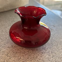 Vintage Royal Ruby Red Flower Bud Vase Glass