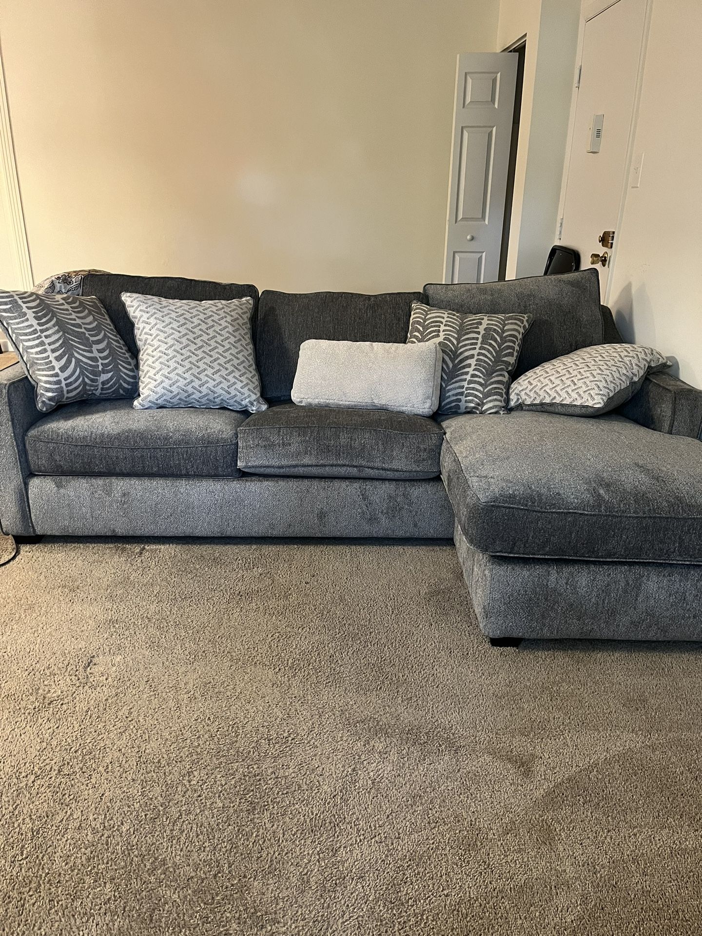 Grey Couch W Pull Out Bed